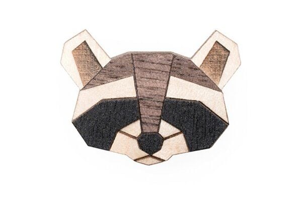 BeWooden Brosche aus Holz - Waschbär | Mode Schmuck von BeWooden