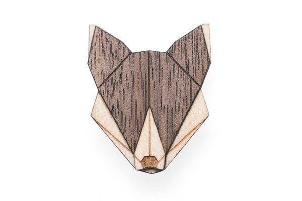 BeWooden Brosche aus Holz - Wolf | Mode Schmuck von BeWooden