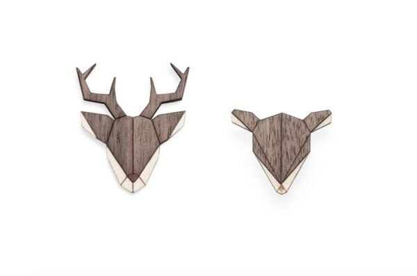 BeWooden Broschen aus Holz - Hirsch + Reh Set | Mode Schmuck von BeWooden