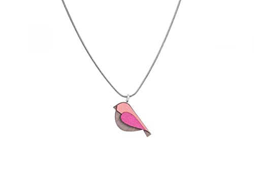 BeWooden Edelstahl Kette mit Tier Anhänger | Verschiedene Modelle | Stilvoll & Ökologisch | Handgefertigt im Herzen Europas (Pink Bird) von BeWooden