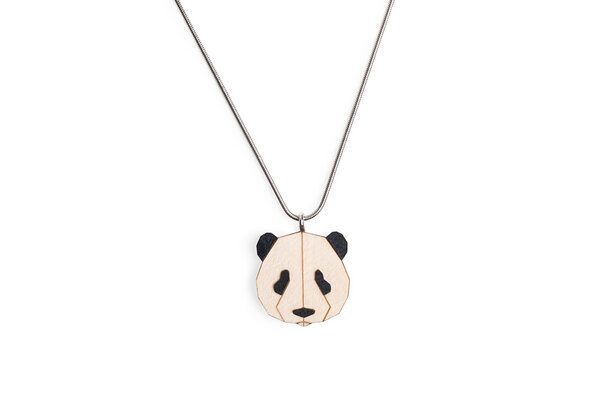 BeWooden Halskette Panda | Kette mit Anhänger aus Holz | Tier Motiv | Panda von BeWooden