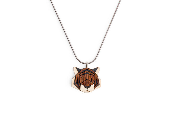 BeWooden Halskette Tiger | Kette mit Anhänger aus Holz | Tier Motiv | Tiger von BeWooden