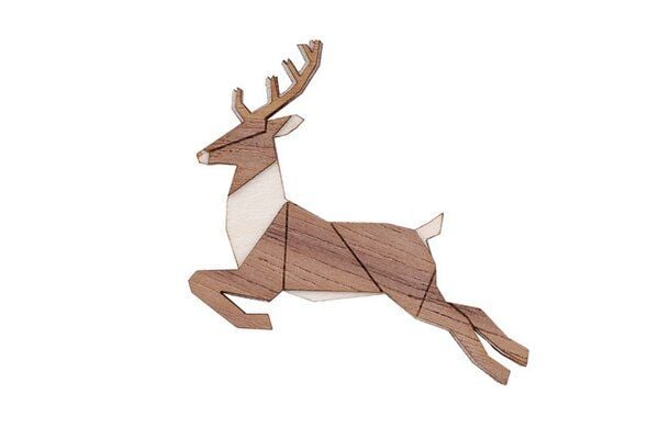 BeWooden Holzbrosche „Jumping Deer Brooch“ – Holzbrosche Springender Hirsch – Originelles Accessoire, nachhaltiger Holzschmuck von BeWooden