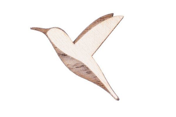 BeWooden Holzbrosche Natural Hummingbird – handgefertigte Holz-Brosche mit Kolibri-Motiv von BeWooden