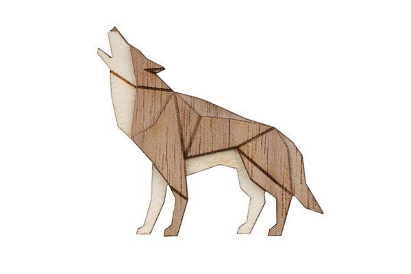 BeWooden Holzbrosche Walking Wolf – Wolf-Brosche von BeWooden