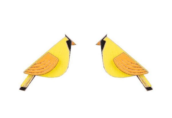 BeWooden Holzohrringe Sunny Cutebird – handgefertigte Ohrringe mit sonnigem Vogelmotiv von BeWooden