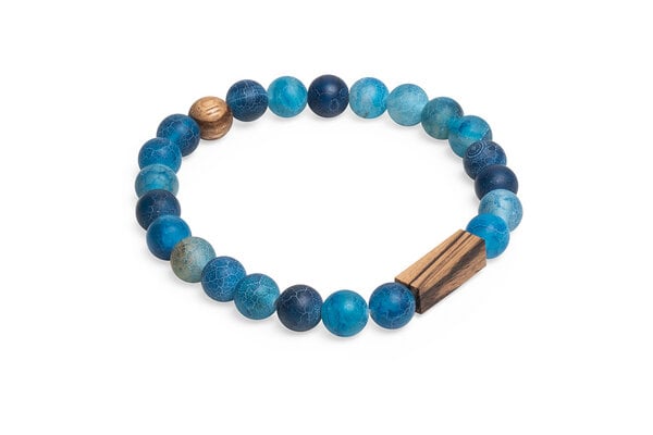 BeWooden Perlenarmband mit Holzdetails "Aqua Zebrano Bracelet" von BeWooden