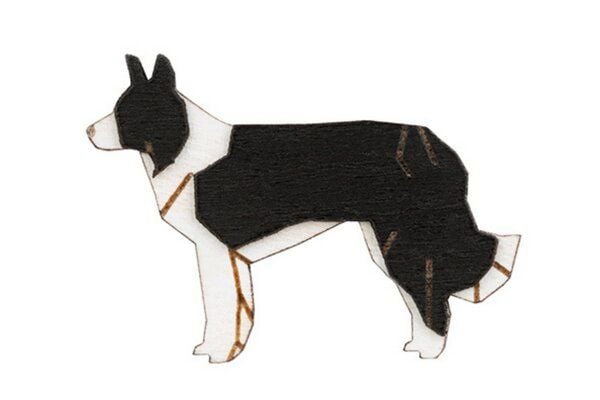 BeWooden Walking Collie Holzbrosche – handgefertigter, nachhaltiger Schmuck aus Holz von BeWooden