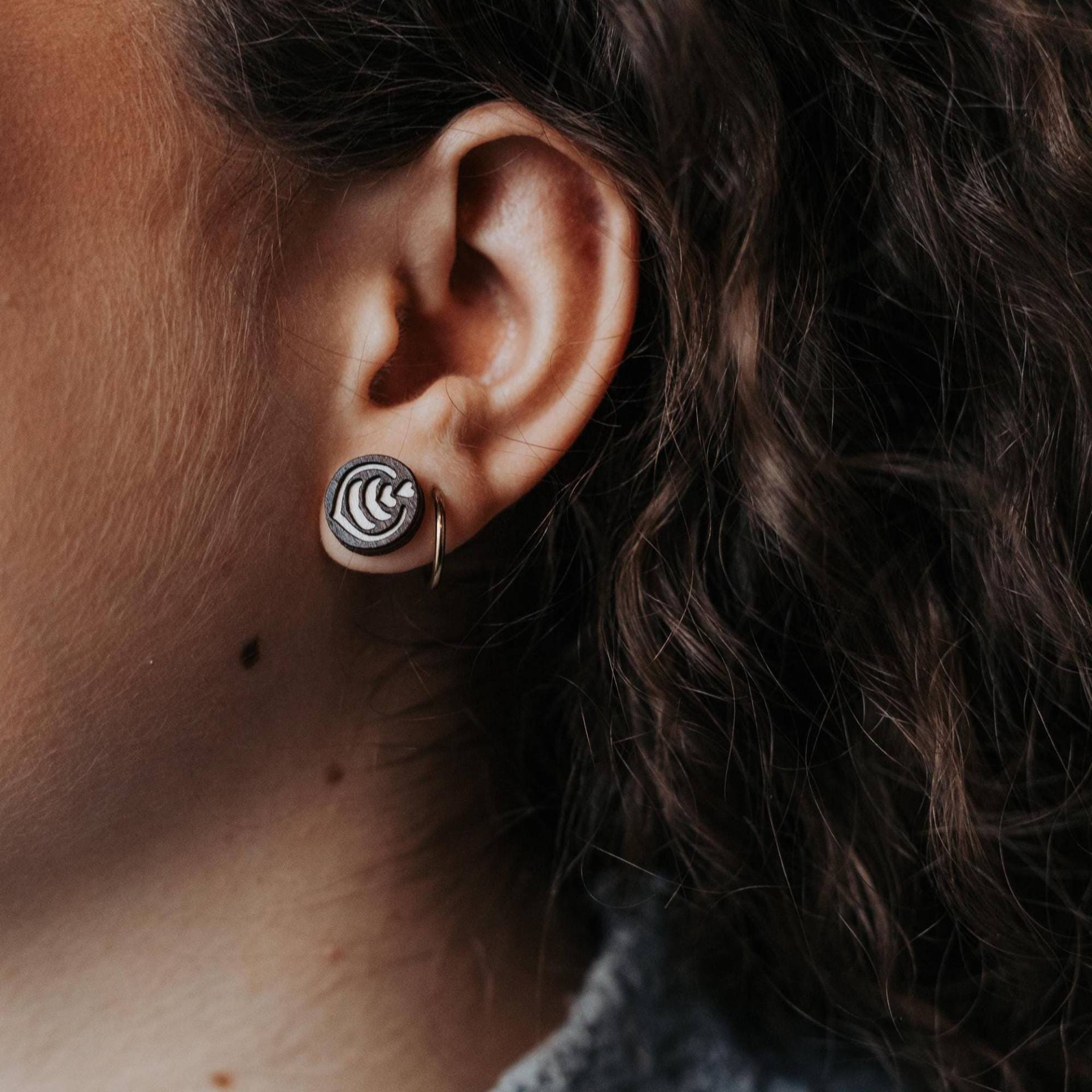 Latté Art Wooden Earrings - Handmade Coffee Jewelry Barista Gift Minimalist Lover Lightweight Espresso Accessories von BeWoodenCompany