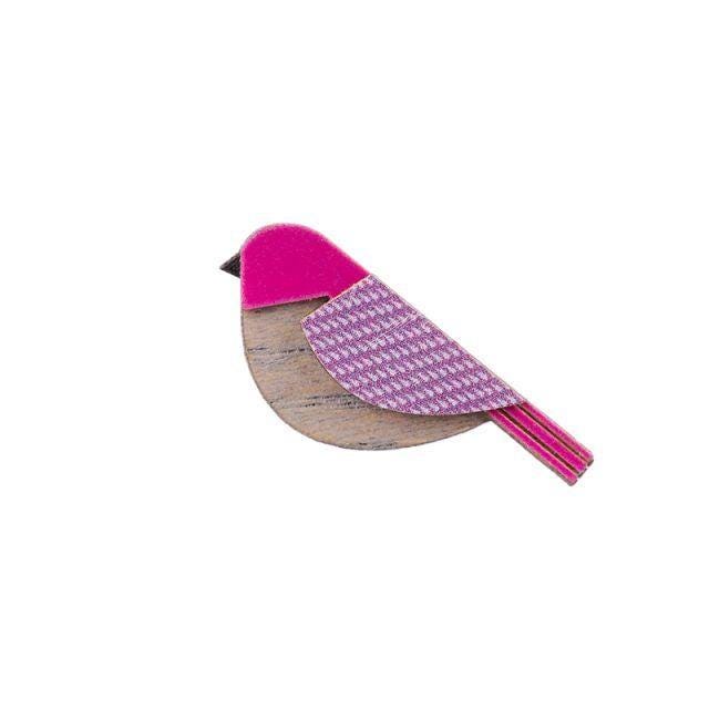 Purple Cutebird Wooden Brooch - Handmade Bird Pin Whimsical Nature Jewelry Sustainable Eco-Friendly Gift For Lovers von BeWoodenCompany