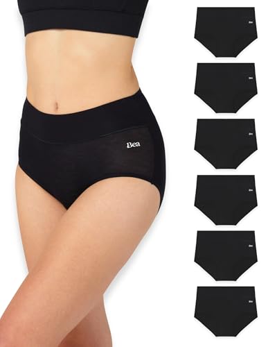 Bea Damen 6pk High Waist Tummy Control Underwear Boxers, Schwarz (6-er Pack), S von Bea