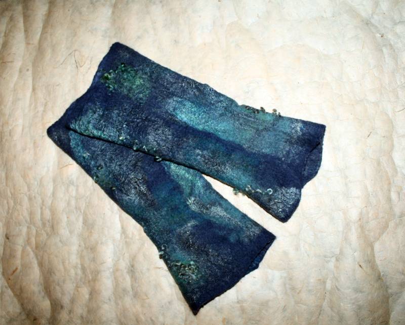 stulpen Pulswärmer Nuno-Filz - Nachthimmel Handgefärbt Und Handgefilzt stulpen Pulswärmer Nuno-Filz - Nachthimmel Handgefärbt Und Handgefilzt von BeaFELT