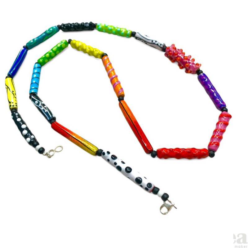Bunte Emailleschmuck Halskette - Handgefertigt Mit Handemaillierten Kupferröhrchen Auffällige Statement-Kette von BeaStoertz