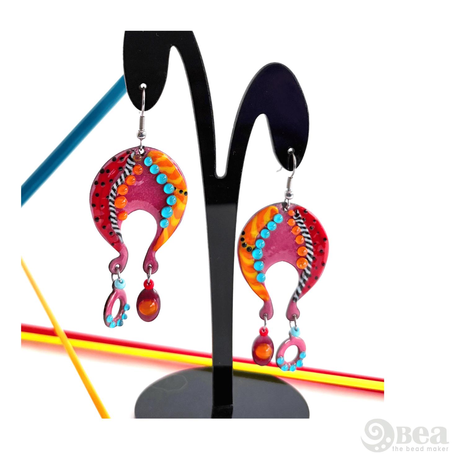 Emaille Ohrringe Boho -Bunte Statement Handgemacht - Leichte Dangle Festival Ohrringe - Farbenfroher Handgefertigter Schmuck F. Damen Emaille Ohrringe Boho -Bunte Statement Handgemacht - Leichte Dangle Festival Ohrringe - Farbenfroher Handgefertigter Schmuck F. Damen von BeaStoertz