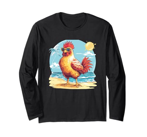 Sonnenbrille Huhn am Strand Kostüm für Jungen und Mädchen Langarmshirt Sonnenbrille Huhn am Strand Kostüm für Jungen und Mädchen Langarmshirt von Beach Chicken