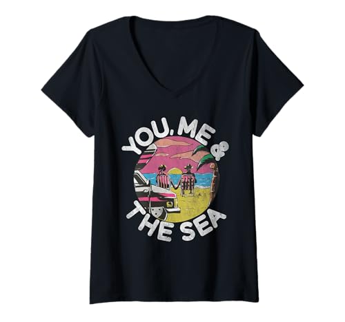 Damen Du, ich und der Meeresstrand T-Shirt mit V-Ausschnitt von Beach Gifts