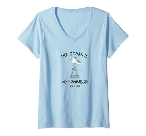 Damen Möwe liebt den Ozean, lustiges Wortspiel Strandurlaub, Vogel-Comics T-Shirt mit V-Ausschnitt Damen Möwe liebt den Ozean, lustiges Wortspiel Strandurlaub, Vogel-Comics T-Shirt mit V-Ausschnitt von Beach Vacation Summer Holiday