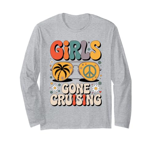Girls Gone Cruising Palme Retro Summer Vacation Langarmshirt von Beach Vibes Bachelorette Party Co