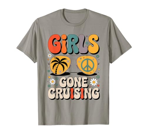 Girls Gone Cruising Palme Retro Summer Vacation T-Shirt von Beach Vibes Bachelorette Party Co