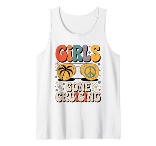 Girls Gone Cruising Palme Retro Summer Vacation Tank Top von Beach Vibes Bachelorette Party Co