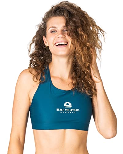 Beach Volleyball Apparel Sport BH Damen zum Baden | Sports Top Oberteil Bra Bikini | Frauen Sportbh Bustier ohne Bügel für Beachvolleyball Yoga Fitness Running (XL, Petrol) von Beach Volleyball Apparel