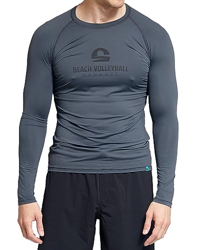 Herren Longsleeves Beachvolleyball Sport Langarmshirt - Unterwäsche Funktionsshirt Langarm-T-Shirt, UPF 50+ Sonnenschutz Shirt Grau L von Beach Volleyball Apparel