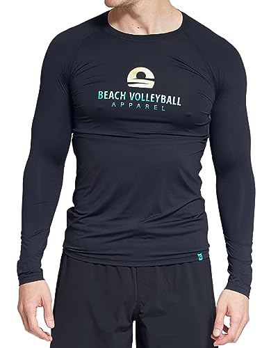 Herren Longsleeves Beachvolleyball Sport Langarmshirt - Unterwäsche Funktionsshirt Langarm-T-Shirt, UPF 50+ Sonnenschutz Shirt Schwarz L von Beach Volleyball Apparel