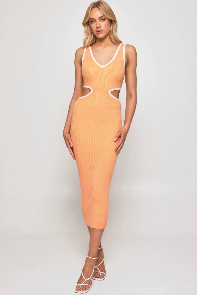 Geripptes Bodycon Damen Kleid - Ärmellos, Midi Mit Cut-Outs, Figurbetontes Strickkleid, Partykleid, Sommer Outfit von BeachAddictShop