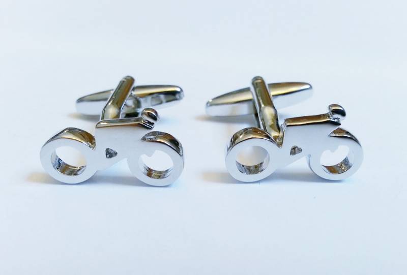 Moderne Fahrrad Manschettenknöpfe Herren Radfahrer Trauzeuge Hochzeitsgeschenk Versilbert - Clbike04 von BeachBMXDesigns