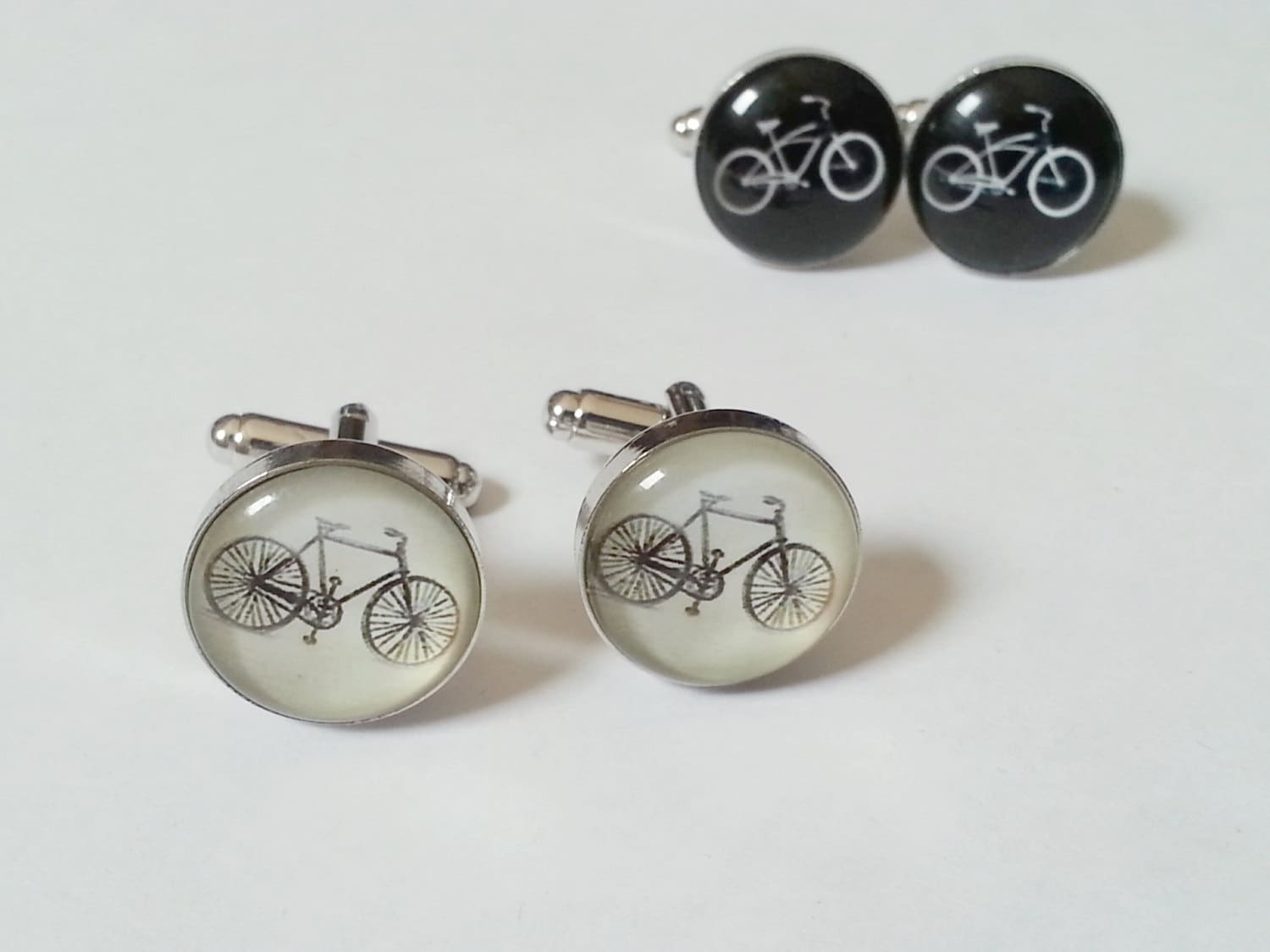 Vintage Fahrrad Manschettenknöpfe Versilbert Trauzeugen Hochzeitsaccessoires - Clvntg01 von BeachBMXDesigns