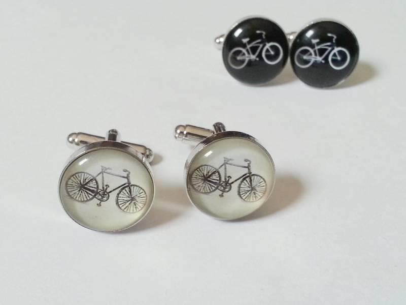 Vintage Fahrrad Manschettenknöpfe Versilbert Trauzeugen Hochzeitsaccessoires - Clvntg01 von BeachBMXDesigns