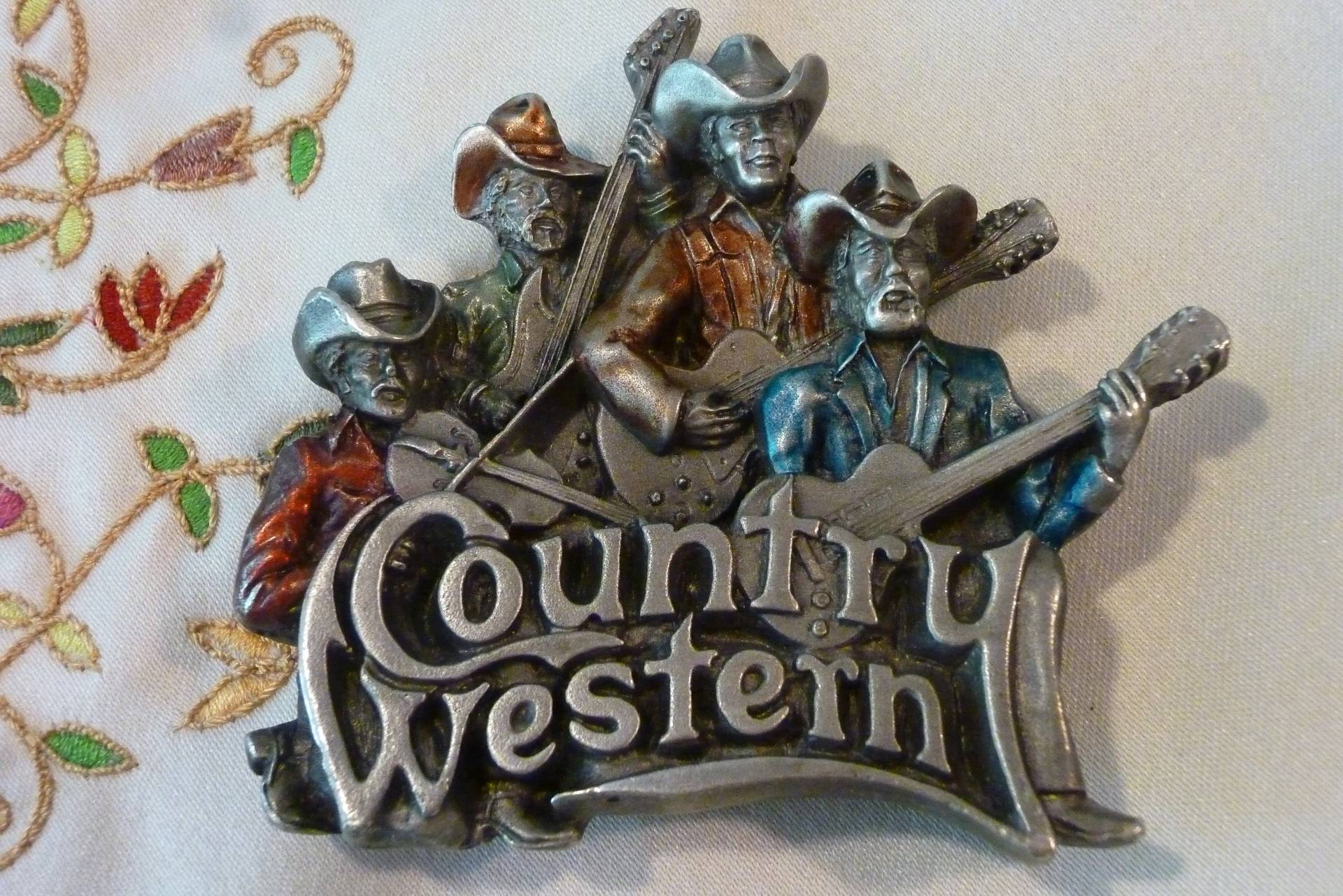 Jahrgang Bergamotte Messing Werke Gürtelschnalle - Country Western 3-D Zinn Ton Metall Seriennummer D-96 Hergestellt in Den Usa von BeachBreezeBoutique