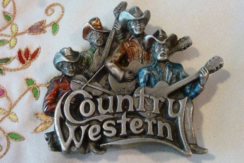 Jahrgang Bergamotte Messing Werke Gürtelschnalle - Country Western 3-D Zinn Ton Metall Seriennummer D-96 Hergestellt in Den Usa von BeachBreezeBoutique