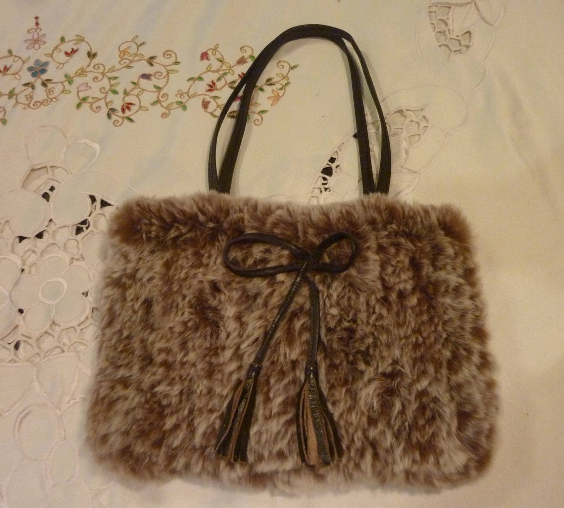 Jahrgang Kaninchenfell Handtasche - Danier Leder Perfekt Für Datum Nacht ~ Fell Braun von BeachBreezeBoutique