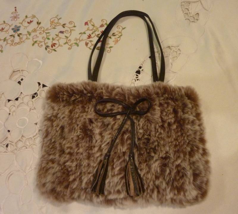 Jahrgang Kaninchenfell Handtasche - Danier Leder Perfekt Für Datum Nacht ~ Fell Braun von BeachBreezeBoutique