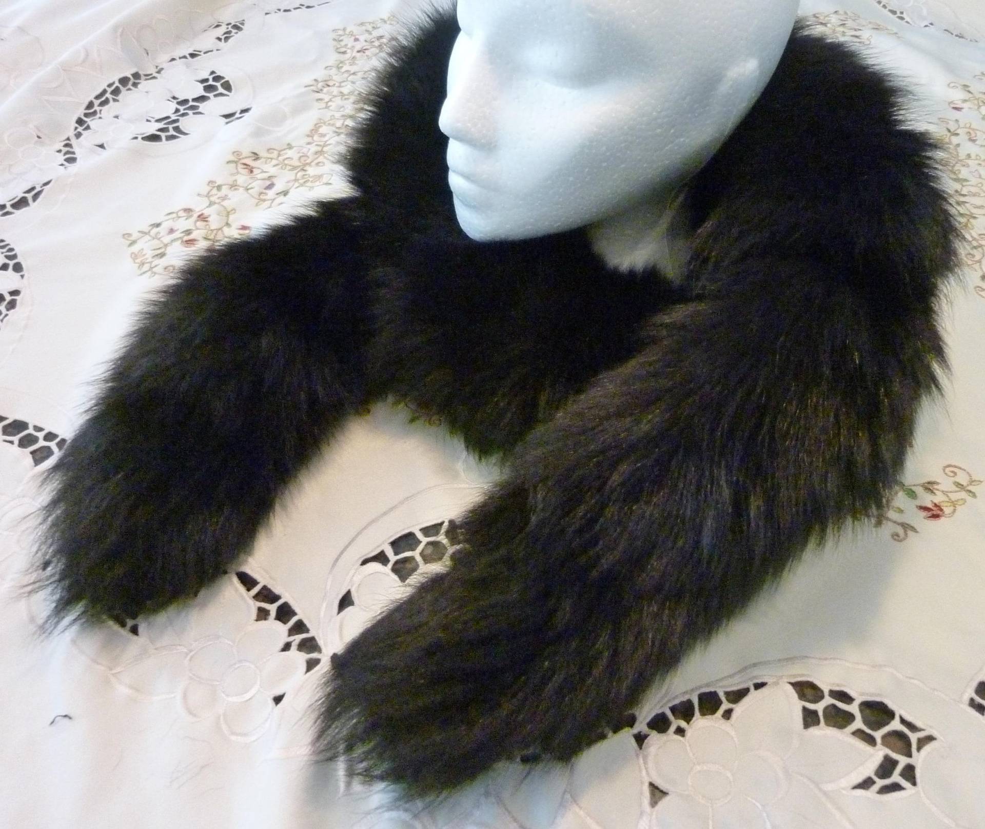 Jahrgang Lammfell Schal - Luxuriöse Voll Schwarzen Hals Wärmer Schönes Geschenk Für Sie Mantel Accessary ~ Wintergarderobe von BeachBreezeBoutique