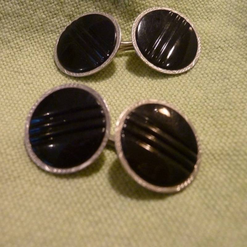 Vintage 50Er Jahre Swank Manschettenknöpfe - Doppelte Formelle Mid Century Silber Mit Schwarzem Medaillon-Einsatz Vintage 50Er Jahre Swank Manschettenknöpfe - Doppelte Formelle Mid Century Silber Mit Schwarzem Medaillon-Einsatz von BeachBreezeBoutique