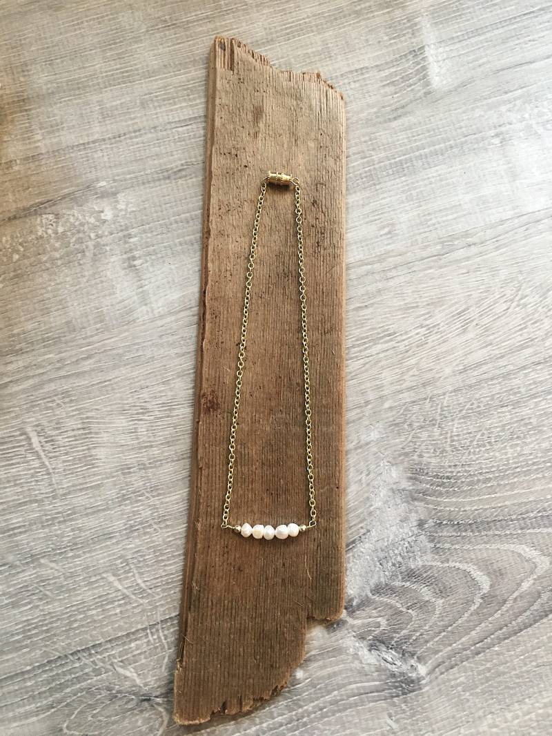 Perlen Halsband Halskette - Bar Perle von BeachBumBeadCo