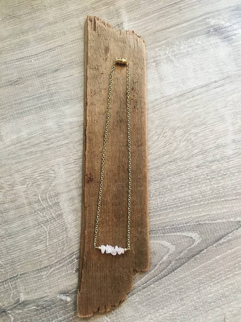 Perlen Halsband Halskette - Bar Weiße Edelstein von BeachBumBeadCo