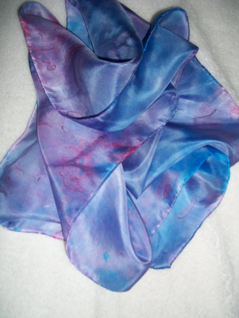 Handbemalter Blauer Seidenschal von BeachCourtStudio