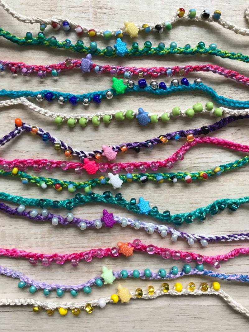 Schildkröte Freundschaft Armbänder Häkeln Strand Pool Natur Meer Meerjungfrau Kostüm Geburtstag Party Favor Geschenk Surfer Mädchen Junge Hippie von BeachDaisyJewelry