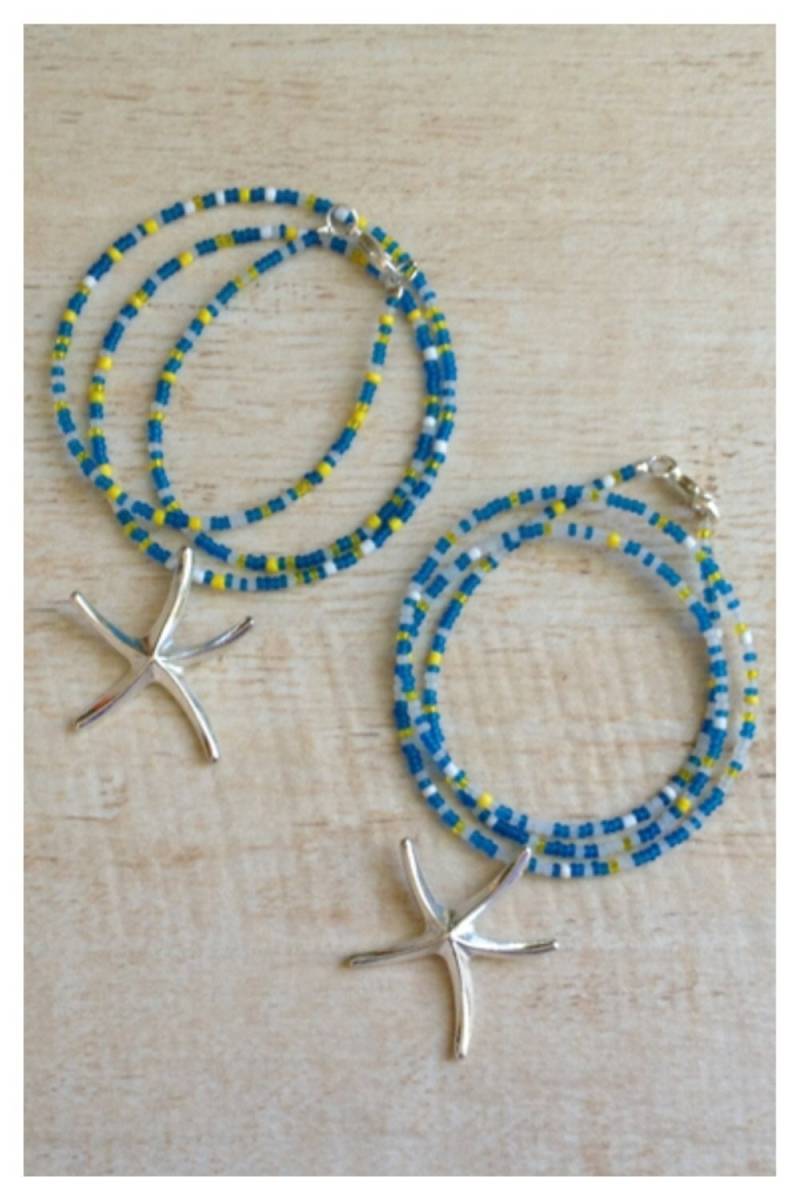 Seestern Halskette Strand Schmuck Perlen Meerjungfrau Ozean Insel Hochzeit Hippie Boho Musik Fest Surfer Mädchen Geschenk Für Ihre Frau Mama von BeachDaisyJewelry