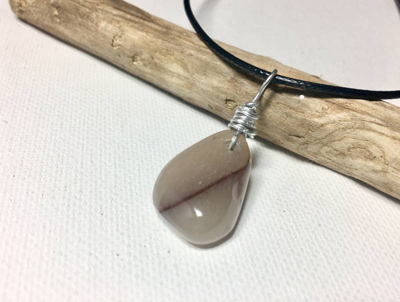 Klar/Rosa Von Hand Poliert, Stein Anhänger Wollen von BeachShellz