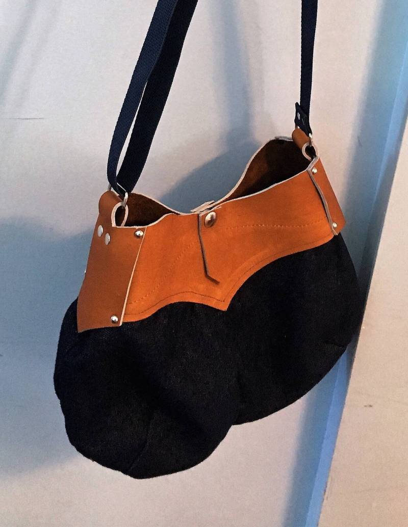 Leder Denim Und Flanell Geldbörse Umhängetasche von BeachTrekLeatherwork