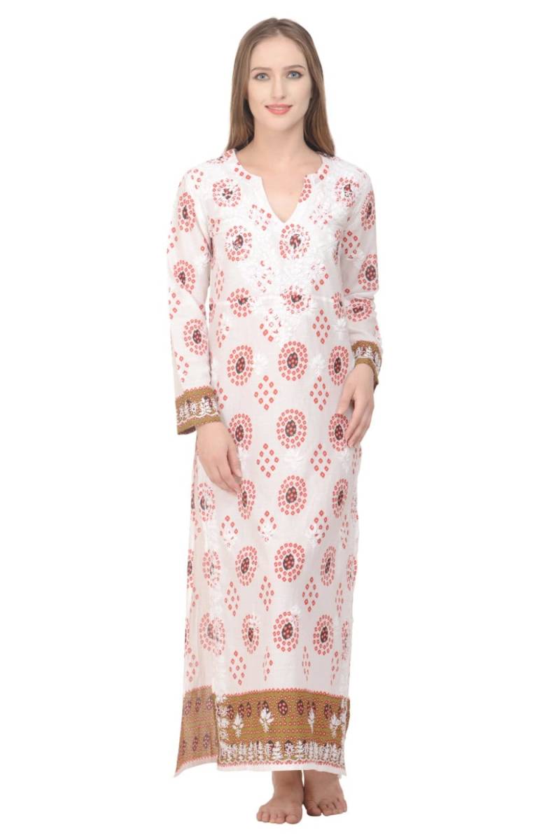 Die Alexandra Kaftan/Maxi Kleid - Natürlich Mit Handstickerei von Beachcover