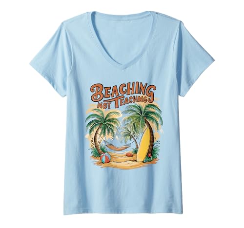 Damen Strandunterricht statt Unterricht für Lehrer — Sommer T-Shirt mit V-Ausschnitt Damen Strandunterricht statt Unterricht für Lehrer — Sommer T-Shirt mit V-Ausschnitt von Beaching not Teaching Teachers Summer