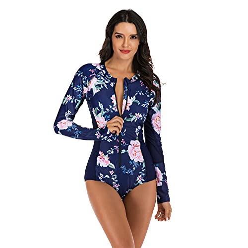 Beachkini Einteiliger Damen-Badeanzug Langarm-Badeanzug mit Frontreißverschluss Triangel-Badeanzug Badeanzüge,06,L Beachkini Einteiliger Damen-Badeanzug Langarm-Badeanzug mit Frontreißverschluss Triangel-Badeanzug Badeanzüge,06,L von Beachkini