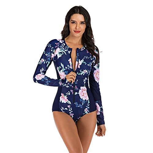 Beachkini One-Piece Swimsuit for Women Long-Sleeved Swimwear with Front Zip Triangle Swimsuit,06,M von Beachkini