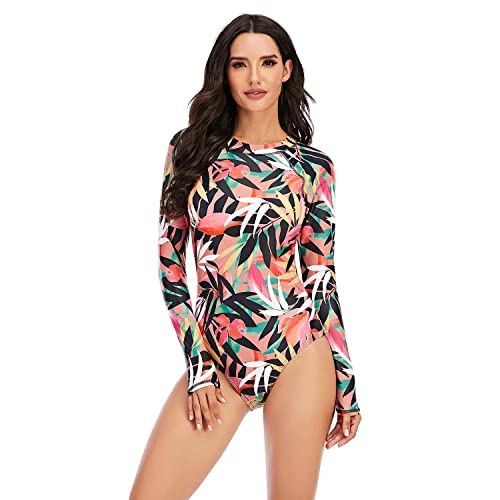 Beachkini One-Piece Swimsuit for Women Long-Sleeved Swimwear with Front Zip Triangle Swimsuit,08,XL von Beachkini