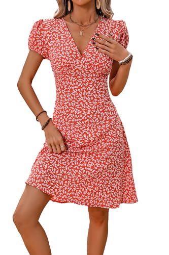 Beachsissi Lässiges Minikleid mit V-Ausschnitt, Blumendruck, Lightcoral, X-Groß Beachsissi Lässiges Minikleid mit V-Ausschnitt, Blumendruck, Lightcoral, X-Groß von Beachsissi